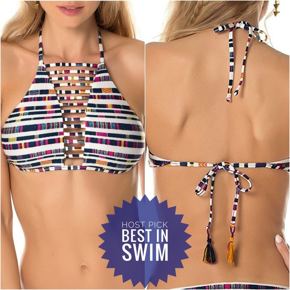 Last One! Becca Cage Front Print Bikini Top Sz S